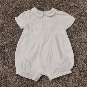Janie and Jack Special Occasion White Peter Pan Collar Bubble Romper 12-18M